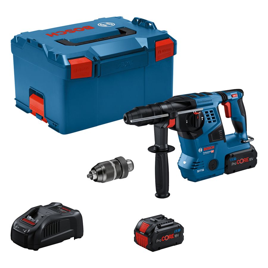 Bosch Cordless Hammer Drill GBH 18V-28 CF With 2 x Procore 18V 5.5Ah Batteries